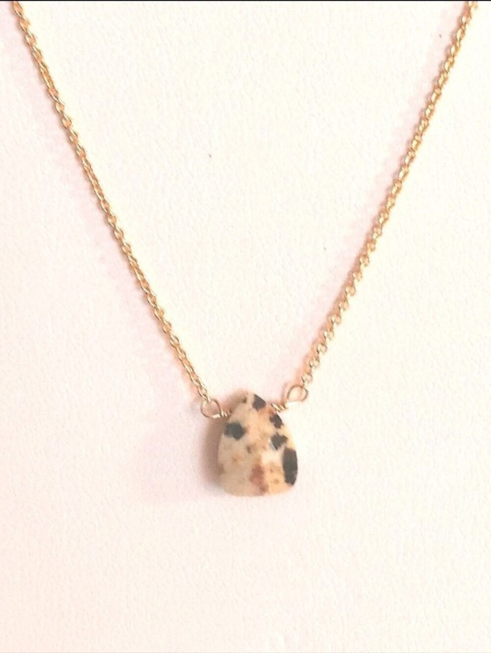 Luna Norte Dalmatian Jasper Necklace Dainty Gold Plated NWOT
